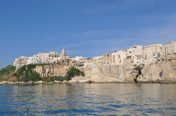 Vita Klippor Sett Utifrån Havet Vieste Italien Stockbild