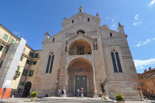 Verona Italie Août 2021 Cathédrale Santa Maria Matricolare Photos De Stock Libres De Droits