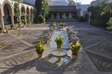 CORDOBA, İSPAN - 22 AĞUSTOS 2023 Palacio de Viana saray terası