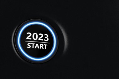 Modern Araç Motoru Düğmesi Yılı 2023 Modern Araç Kontrol Paneli İç Çekimi 'ni başlat. 3d Hazırlama 