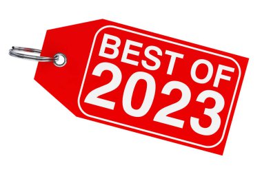 Kış Satışı Konsepti. Beyaz bir arka planda 2023 'ün En İyi Yılbaşı Etiketi. 3d Hazırlama