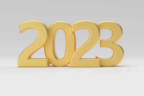 Νέο 2023 Έτος Golden Sign Λευκό Φόντο Απόδοση — Φωτογραφία Αρχείου
