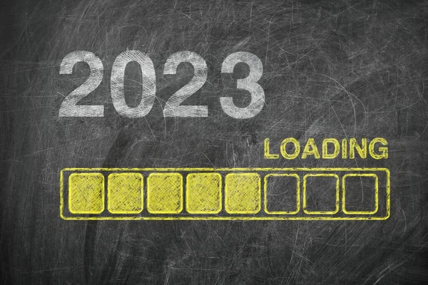 Progress Bar Arată Încărcarea Anul Nou 2023 Tablă Închidere Extremă — Fotografie, imagine de stoc