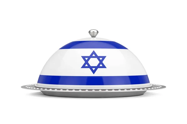 Israel Food Concept Silver Plate Dan Food Cover Restaurant Cloche — Stok Foto