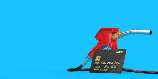 Benzinpistolen Zapfpistole Tankstellenautomat Und Schwarze Goldene Kreditkarte Aus Plastik Mit — Stockfoto