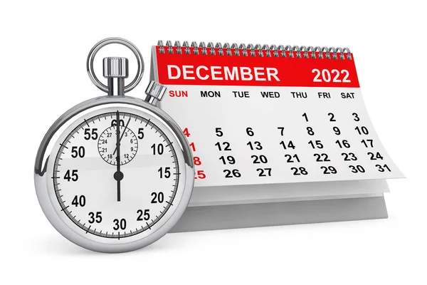 2022 Рік Грудневий Календар Секундоміром Білому Тлі Візуалізація — стокове фото