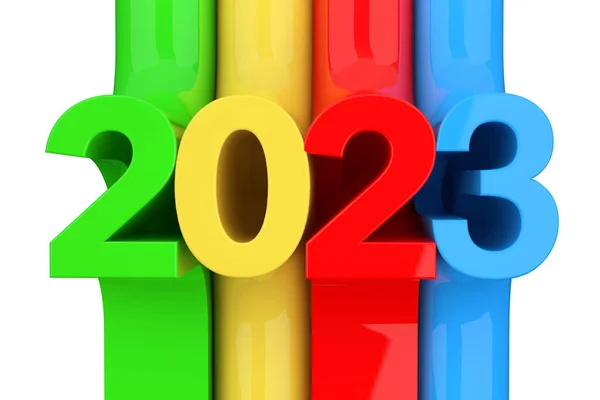Abstract Novo 2023 Ano Assine Fundo Branco Renderização — Fotografia de Stock