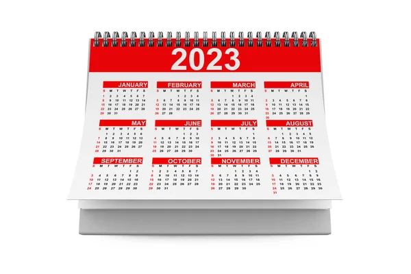 2023 Anno Desktop Calendar Sfondo Bianco Rendering — Foto Stock
