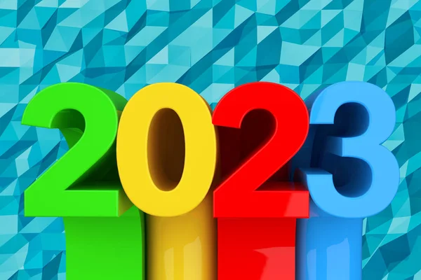Περίληψη New 2023 Year Sign Blue Lowpoly Background Απόδοση — Φωτογραφία Αρχείου