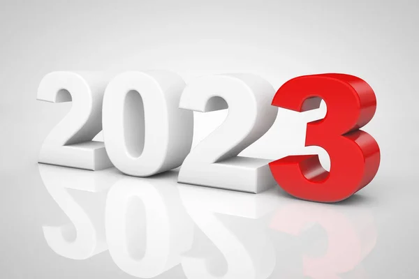 Año Nuevo 2023 Señal Sobre Fondo Gris Renderizado —  Fotos de Stock