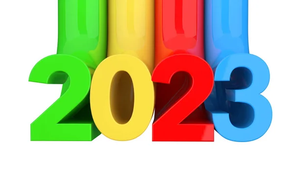 Abstract Nieuw 2023 Jaar Teken Een Witte Achtergrond Rendering — Stockfoto