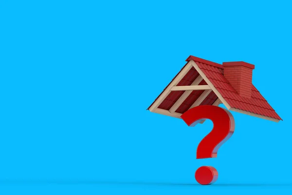 Красный Вопросительный Знак Красной Крышей Синем Фоне Рендеринг — стоковое фото