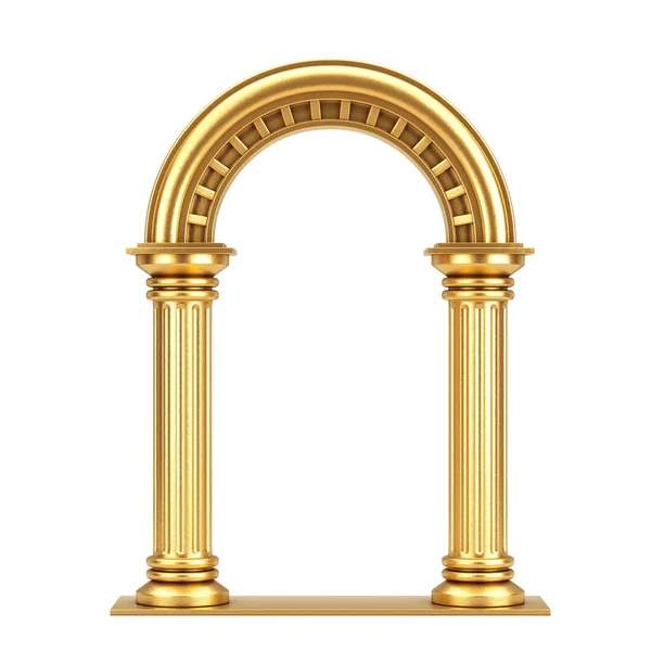 Goldener Klassischer Altgriechischer Säulenbogen Auf Weißem Hintergrund Darstellung — Stockfoto