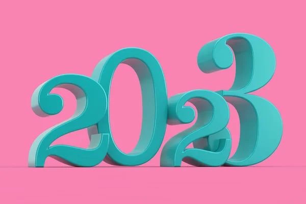 2023 Новий Рік Синій Знак Стилі Дуотона Рожевому Фоні Рендерингу — стокове фото