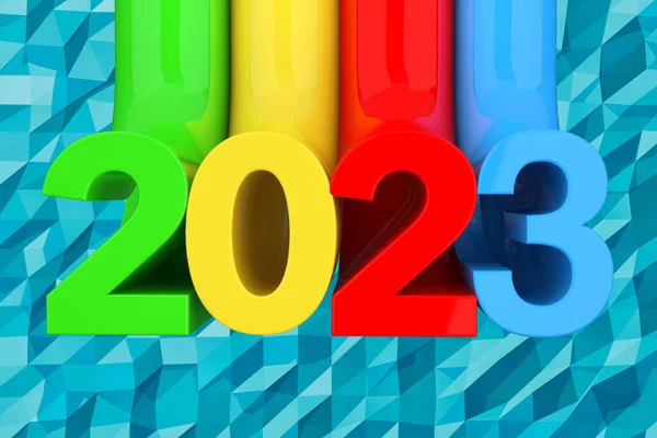 Περίληψη New 2023 Year Sign Blue Lowpoly Background Απόδοση — Φωτογραφία Αρχείου