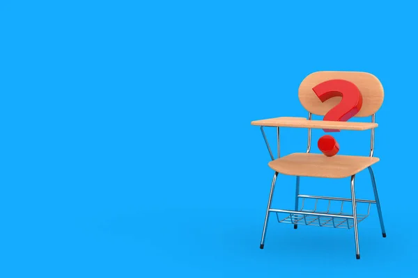 Red Question Mark Wooden Lecture School College Desk Table 파란색 — 스톡 사진