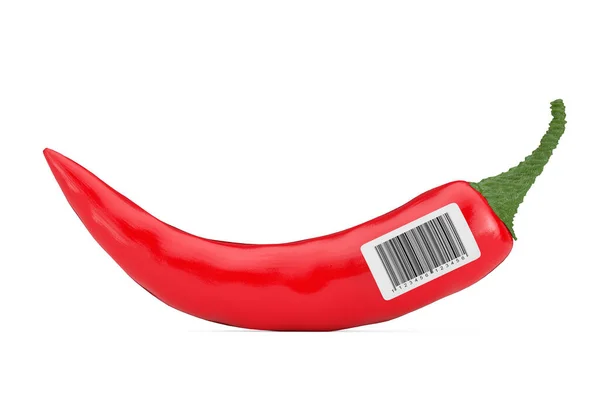 Red Chili Pepper Med Abstract Bar Code Hvit Bakgrunn Rendering – stockfoto