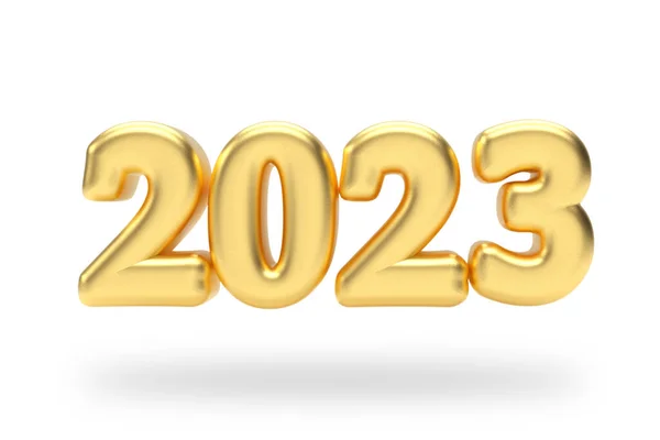 Νέο 2023 Έτος Χρυσή Φούσκα Φούσκα Εγγραφείτε Ένα Λευκό Φόντο — Φωτογραφία Αρχείου