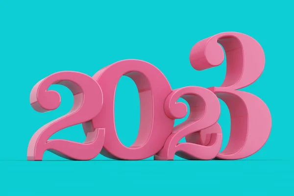 2023 Новий Рік Рожевий Знак Стилі Дуотона Синьому Фоні Рендерингу — стокове фото