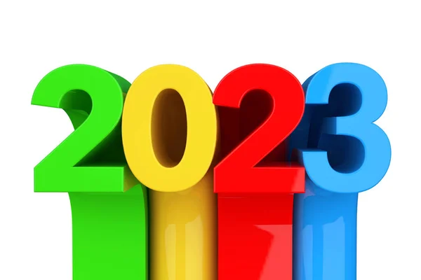 Abstract Nieuw 2023 Jaar Teken Een Witte Achtergrond Rendering — Stockfoto