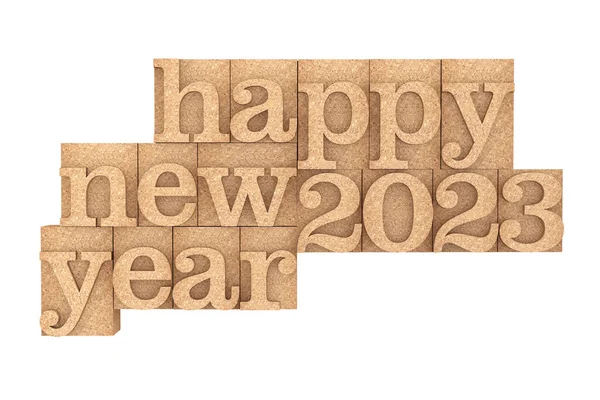 Vintage Wood Type Друкарські Блоки Happy New 2023 Year Slogan — стокове фото