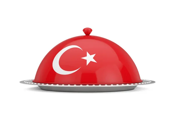 Turkey Food Concept Placa Plata Cubierta Comida Restaurante Cloche Con — Foto de Stock