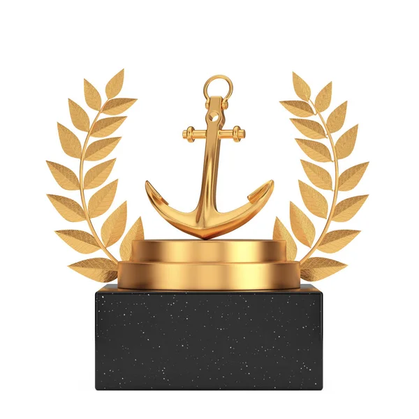 Лауреат Премии Cube Gold Laurel Wreath Podium Stage Pedestal Золотым — стоковое фото