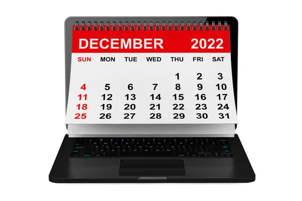 2022 달력은 배경의 노트북 렌더링 — 스톡 사진