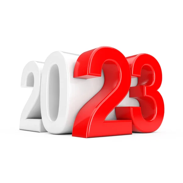 Happy New 2023 Year Sign Cube Een Witte Achtergrond Rendering — Stockfoto