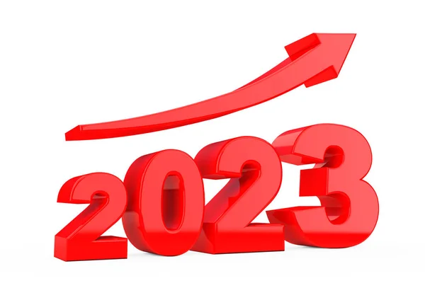 Flecha Progreso Nuevo Año 2023 Firme Sobre Fondo Blanco Renderizado —  Fotos de Stock