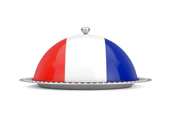 France Food Concept Silver Plate Food Cover Restaurant Cloche French — Stock Photo, Image