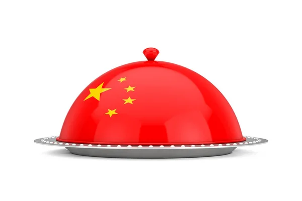 China Food Concept Silver Plate Food Cover Restaurant Cloche China — Stock Photo, Image