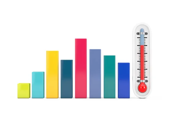 Sunum Bilgileri Grafik Çubukları Beyaz Arka Planda Açık Hava Termometresi — Stok fotoğraf