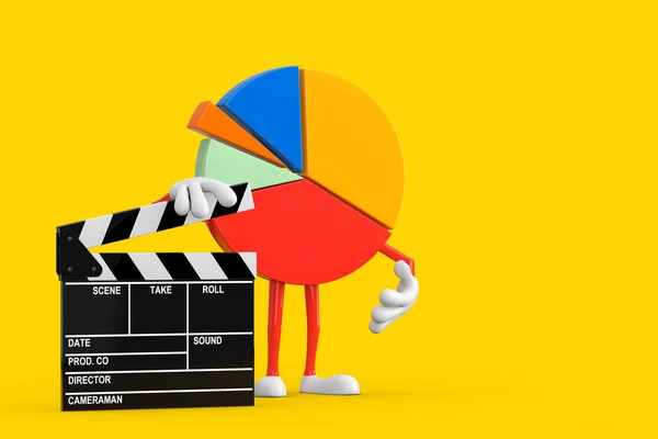 信息图形商业图片人物与电影拍板黄色背景 3D渲染 — 图库照片