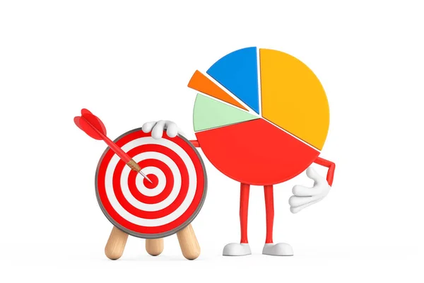 Info Graphics Business Pie Chart Character Person Archery Target Dart — стокове фото