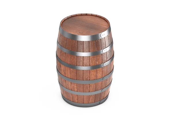 Wooden Oak Barrel on a white background. 3d Rendering