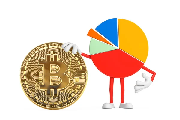 Info Graphics Business Pie Chart Character Person Digital Cryptocurrency Golden — Stok fotoğraf