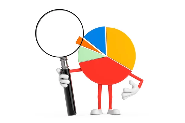 Info Gráficos Business Pie Chart Personaje Persona Con Lupa Sobre — Foto de Stock