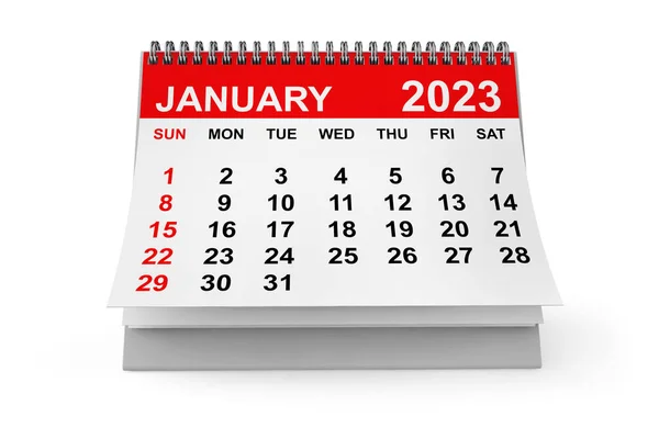 2023 Jaar Januari Kalender Een Witte Achtergrond Rendering — Stockfoto