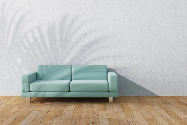 Blå Enkel Modern Soffa Möbler Abstrakt Tom Rum Extrem Närbild — Stockfoto