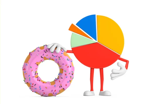 Info Graphics Business Pie Chart Character Person Big Strawberry Pink — Stock Photo, Image