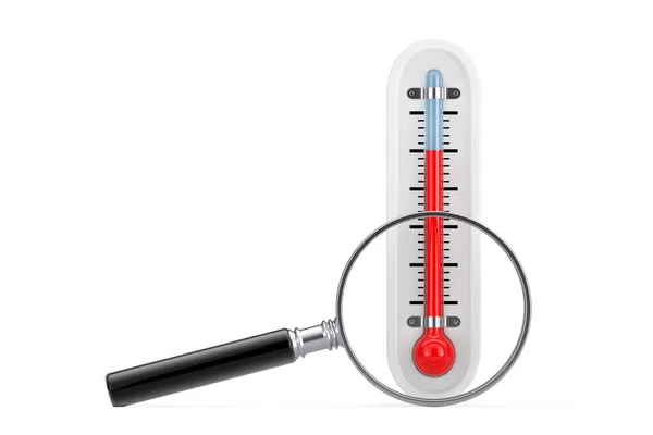 Наружный Термометр Лупой Белом Фоне Рендеринг — стоковое фото
