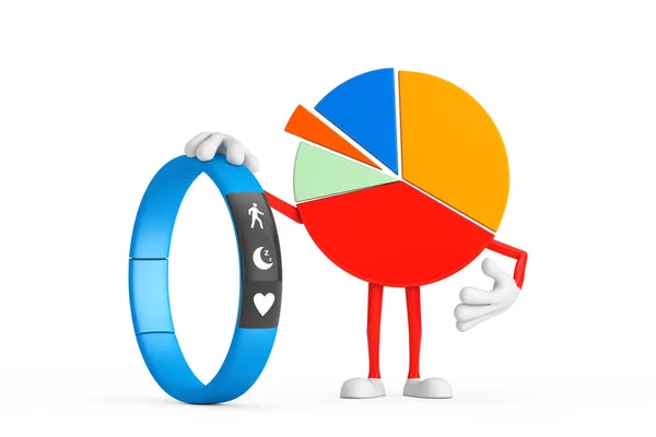 Info Graphics Business Pie Chart Χαρακτήρας Πρόσωπο Blue Fitness Tracker — Φωτογραφία Αρχείου