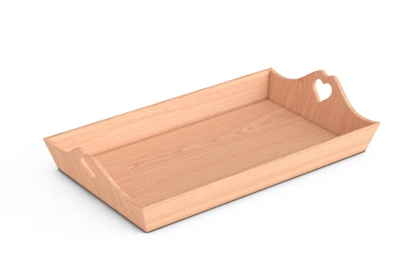 采购产品木制的盘子 厨房木托盘 面包和水果切菜板 手柄的心形白色背景 3D渲染 — 图库照片