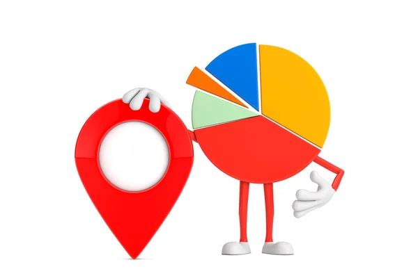 Info Graphics Business Pie Character Person Mit Red Map Pointer — Stockfoto