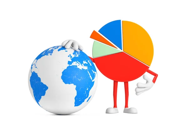 Info Graphics Business Pie Chart Character Person Earth Globe White — Stock Photo, Image