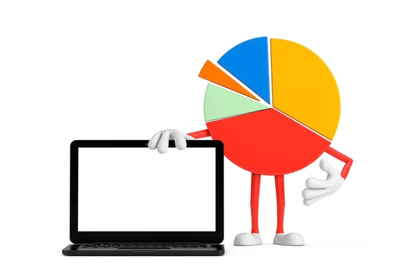 Info Graphics Business Pie Chart Character Person Modern Laptop Computer — Stock Photo, Image