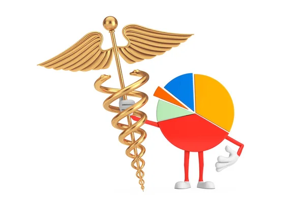 Info Graphics Business Pie Character Person Mit Goldenem Medical Caduceus — Stockfoto