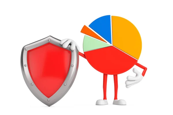 Info Graphics Business Pie Chart Character Person Red Metal Protection — Φωτογραφία Αρχείου