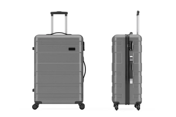Reisvakantie Vakantie Concept Grote Moderne Luxe Plastic Grijze Koffer Een — Stockfoto